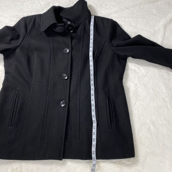 London Fog Women's Wool Blend Pea Coat Size XL Black Lined Single Button Front - Picture 5 of 9